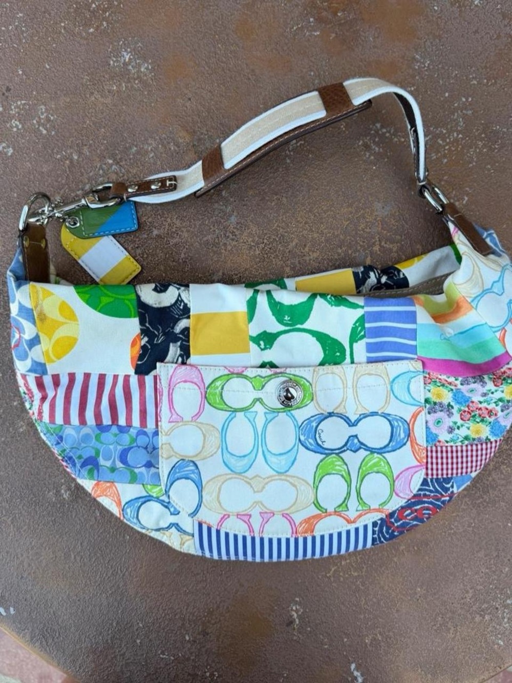 limited edition vtg coach patchwork hobo shoulder bag purse -in amazing conditio